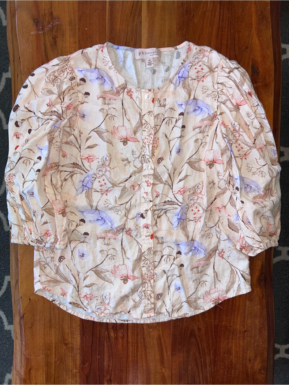Philosophy by Republic floral print button front top small Cottagecore